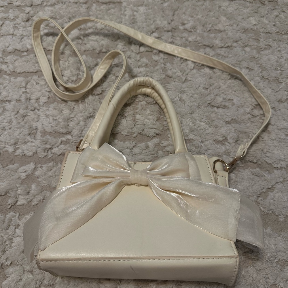 Cream Mini Bag with Bow Detail